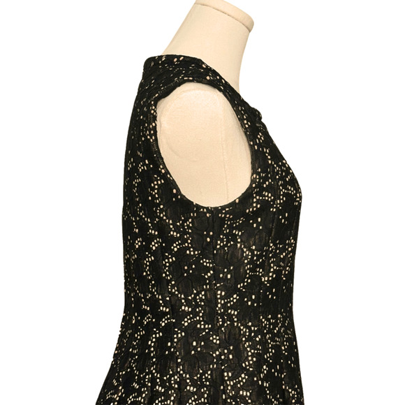 Hazel Anthropologie Black Lace Sleeveless Pleated A Line Zip Up Dress Large - Picture 7 of 11